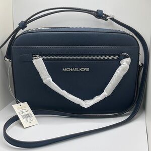 Michael Kors Navy Crossbody Bag with Silver Chain